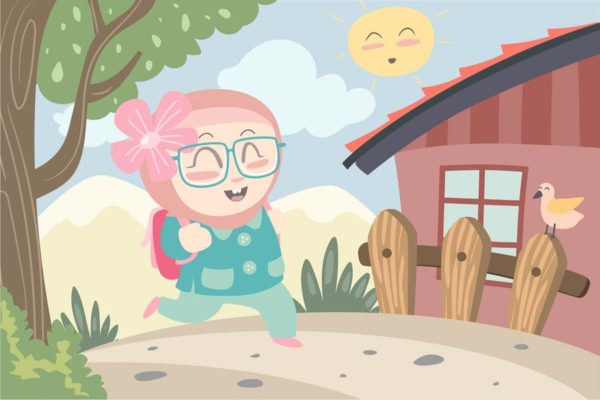 幼儿园小学开学主题矢量卡通插画 Happy to School Vector
