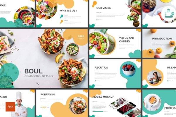 健康食品/营养学讲座PPT幻灯片模板 Boul – Food Powerpoint Template
