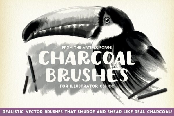 木炭画笔AI笔刷 Charcoal Brushes