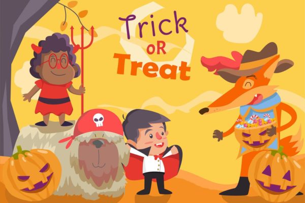 万圣节卡通手绘插画设计素材v1 Halloween – Vector illustration