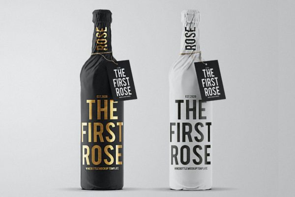 酒瓶纸包装设计样机模板 Wine Bottle Paper Wrap Mockup Template