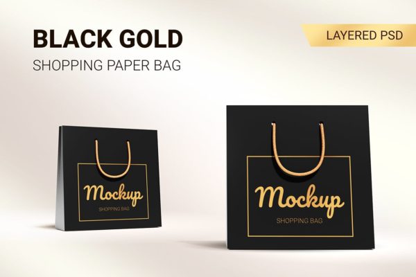 购物纸袋品牌&标签设计样机模板 Shopping paper bag mockup