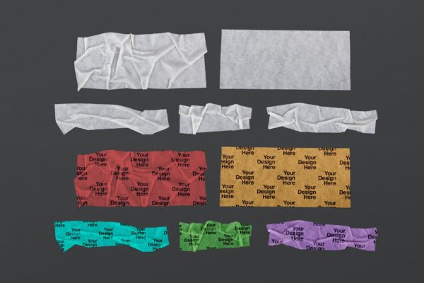 不规则皱褶白色带状美纹纸胶带样机 White Strip Adhesive Duct Tape Mockup