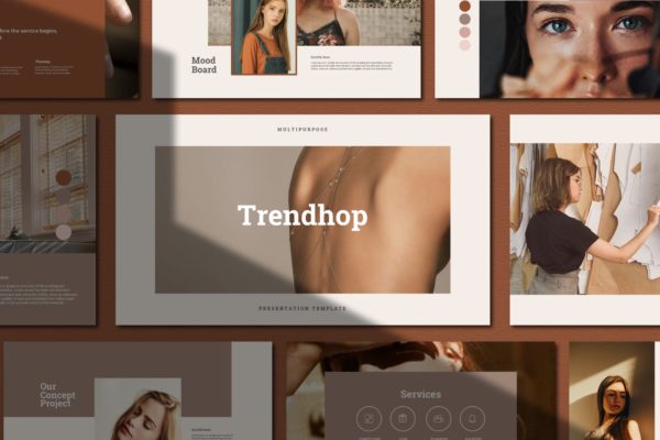 女性潮流时尚Powerpoint幻灯片模板 Trendhop Powerpoint Template