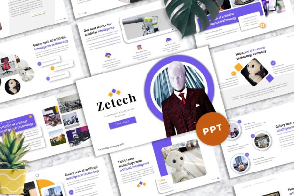 未来科技智能机器人产品演示PPT幻灯片模板 Zetech – Technology Powerpoint Templates