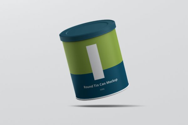 多角度预览圆柱状茶叶罐外观样机模板 Tin Can Mockup Round Medium