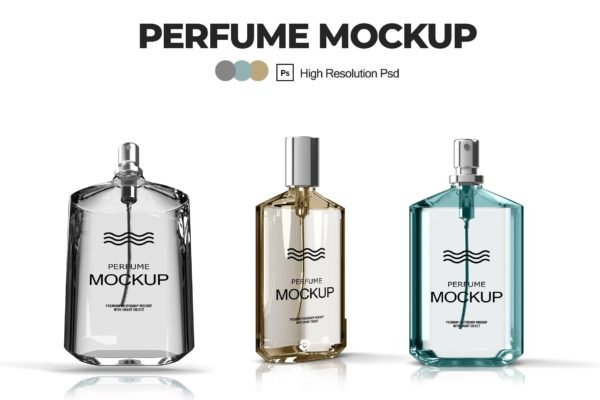 经典透明玻璃款香水瓶外观设计预览V.1 Perfume Mockups V.1