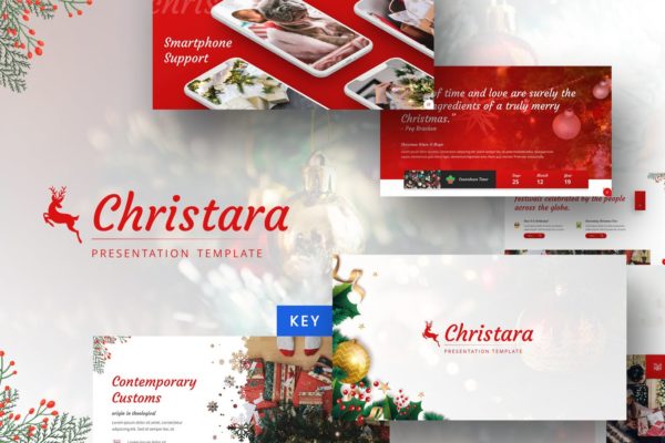 圣诞节派对主题Keynote幻灯片模板素材 Christara – Xmas Keynote Template