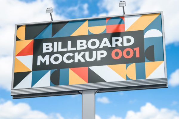 城市公路巨型广告牌设计样机模板v1 Billboard Mockup 001