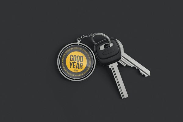 多角度预览品牌金属钥匙扣模板 Branded Metal Keychain Mockup