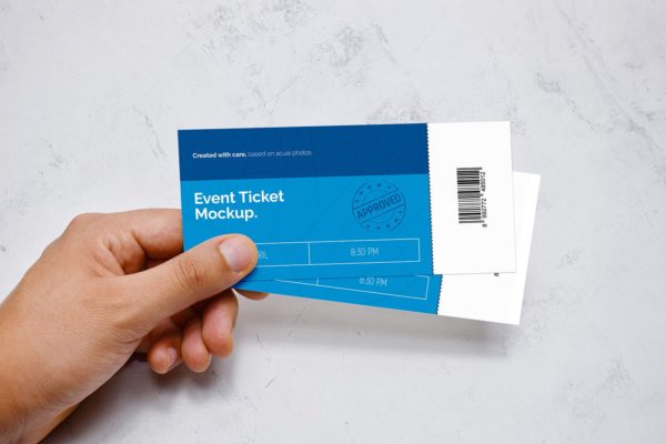 手持活动门票效果图样机 Event Ticket Mockup