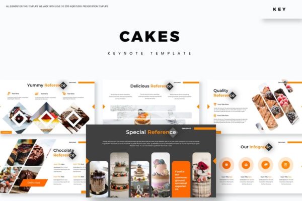 生日蛋糕Keynote幻灯片模板素材 Cakes – Keynote Template