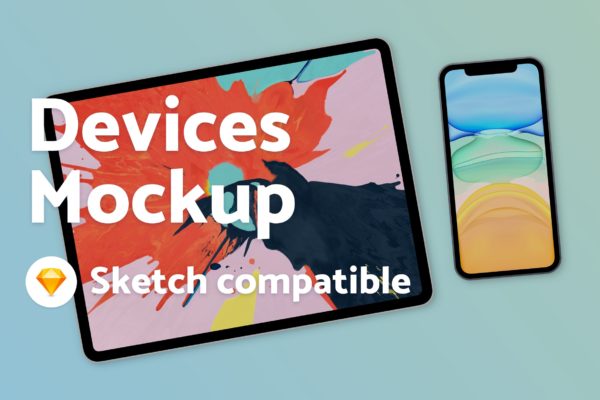 iPad Pro和iPhone 11 Pro UI设计效果图展示样机[Sketch] iPad Pro & iPhone 11 Pro Mockup – Sketch