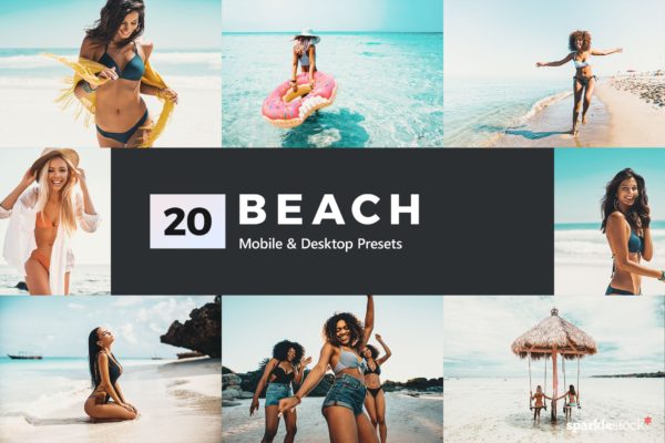 20款蓝棕调热带海滩照后期处理LR预设 20 Beach Lightroom Presets & LUTs