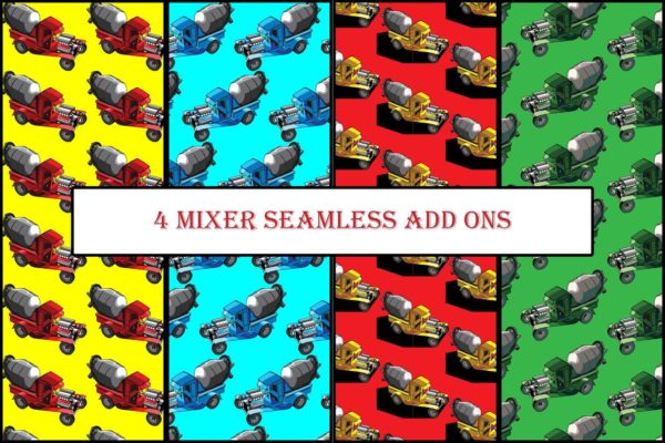 4款无缝汽车元素背景图素材 4 Mixer seamless add ons