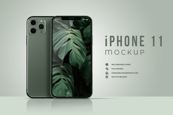 iPhone 11 Pro手机屏幕UI效果图展示样机 iPhone 11 Pro Mockup