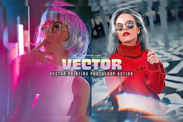 矢量涂抹绘画效果Photoshop动作 Vector Painting Photoshop Action