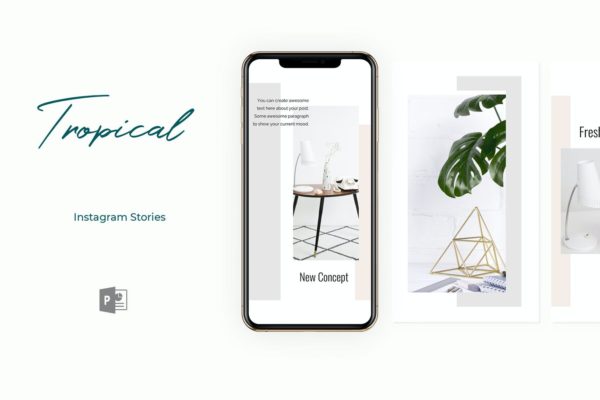 小清新活动推广PPT/Instagram故事贴图模板 Tropical Powerpoint Instagram Stories
