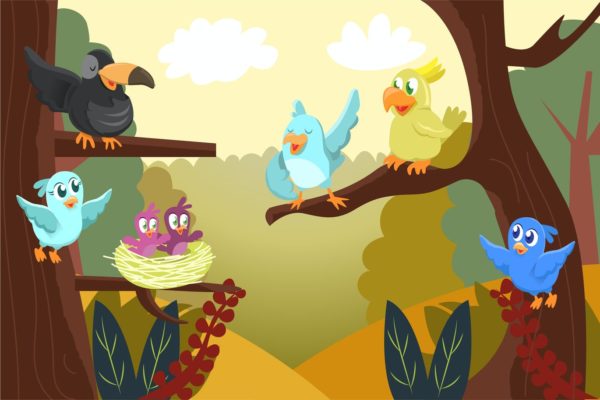 可爱的鸟卡通手绘插画设计素材v2 Cute Bird – Vector illustration