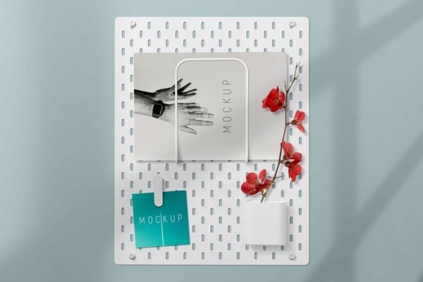 金属洞洞板印刷品展示设计样机 Pegboard Mockup