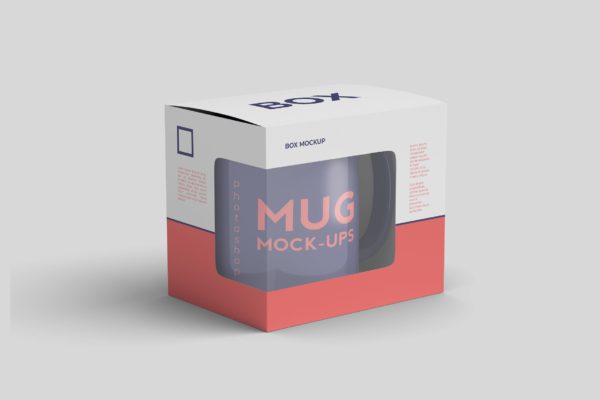 盒子和杯子设计效果图样机模板 Mug inside The Box Mockup