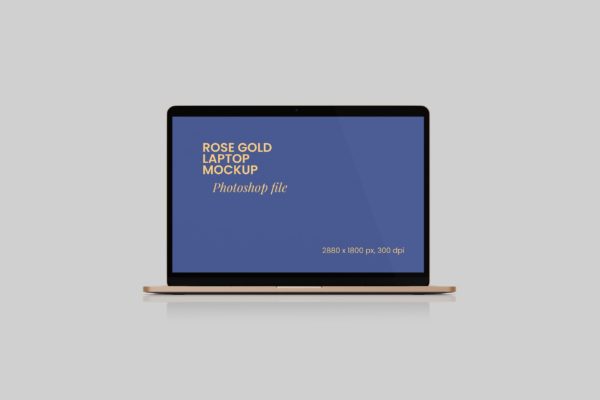 网站设计效果图预览玫瑰金笔记本电脑样机 Rose gold laptop mockup