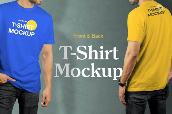真人模特男士印花图案设计T恤展示样机模板v17 T-Shirt Mockup Vol 17