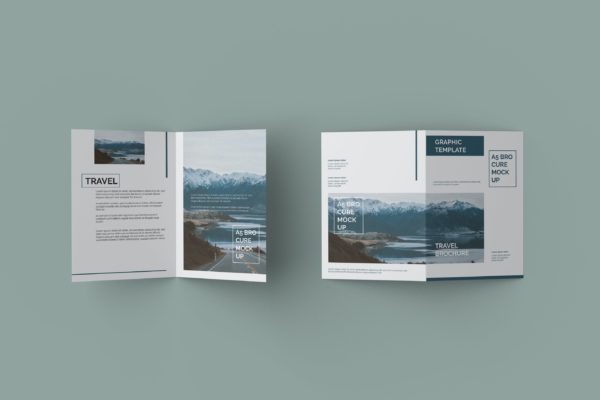 A5尺寸双折小册子设计展示样机 A5 Bifold Brochure Mockup