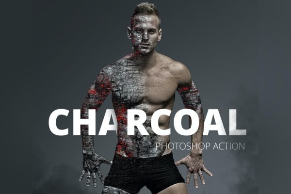 燃烧的木炭照片特效处理Photoshop动作 Charcoal Photoshop Action