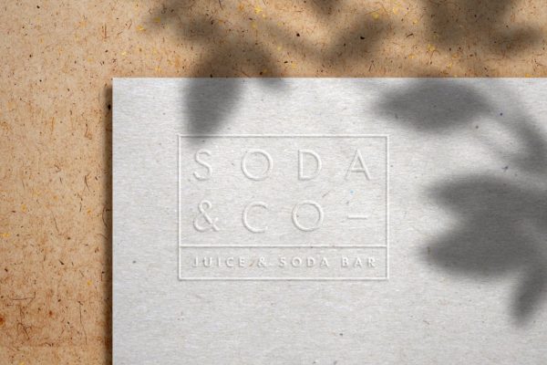 牛皮纸张纹理浮雕Logo设计效果图样机模板 Embossed Logo Mockup on Kraft Paper