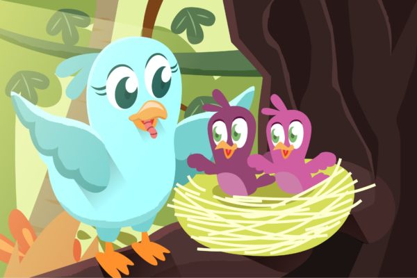 可爱小鸟喂养场景卡通手绘插画设计素材 Cute Bird – Vector illustration