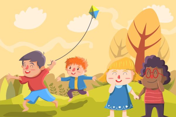暑假野外夏令营卡通手绘插画设计素材v1 Summer Holiday – Vector Illustration