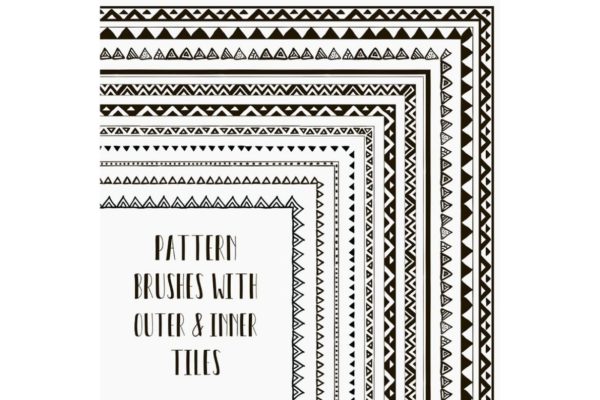 部落文化手绘图案AI笔刷 Vector pattern brushes. Hand-drawn Tribal Style.