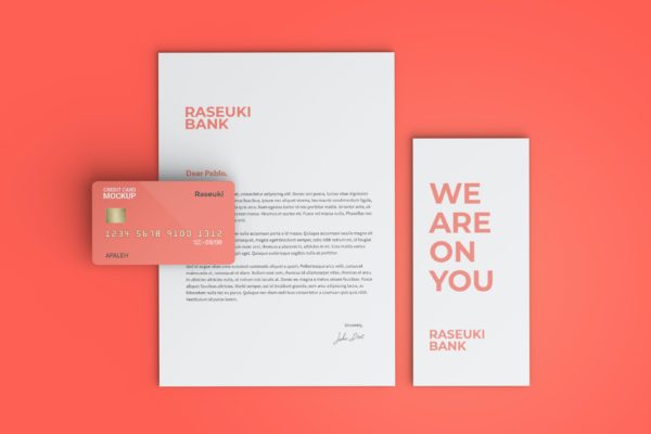 信用卡&文具品牌设计样机模板 Complated Credit Card Stationery Mockup