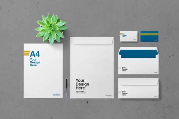 混凝土背景企业文具品牌VI设计样机 Stationery Mockup – Cement Background