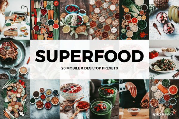 20款美食摄影照片后期调色LR预设 20 Superfood Lightroom Presets and LUTs
