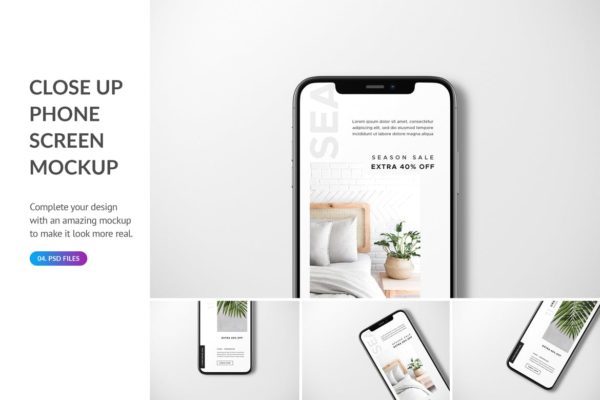iPhone全面屏手机屏幕特写图样机 Close Up Phone Mockup