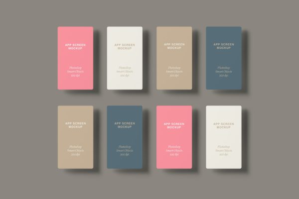 悬浮等距视图移动App应用程序屏幕样机模板 Mobile App Screens Mockup