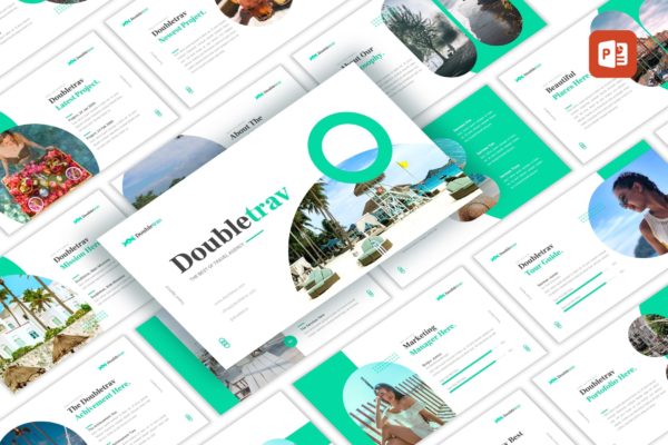 旅行社宣传PowerPoint演示模板 Doubletrav – Travel Agency PowerPoint Template
