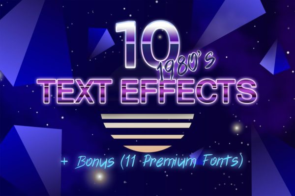 10款合成波艺术风格文本效果图层样式 10 Synthwave Text Effects