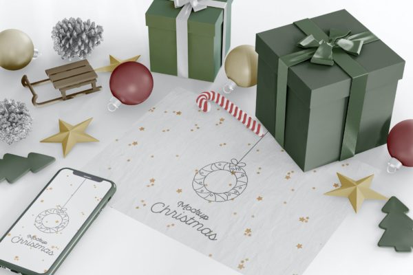圣诞礼品装饰场景样机模板 Christmas Mockup