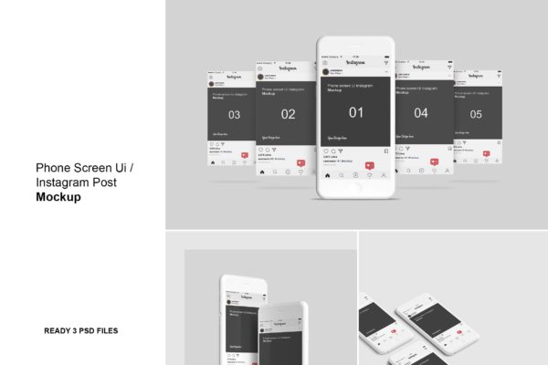 手机屏幕Ui样机 / Instagram故事贴图模板 Phone Screen Ui / Instagram Post Mockup