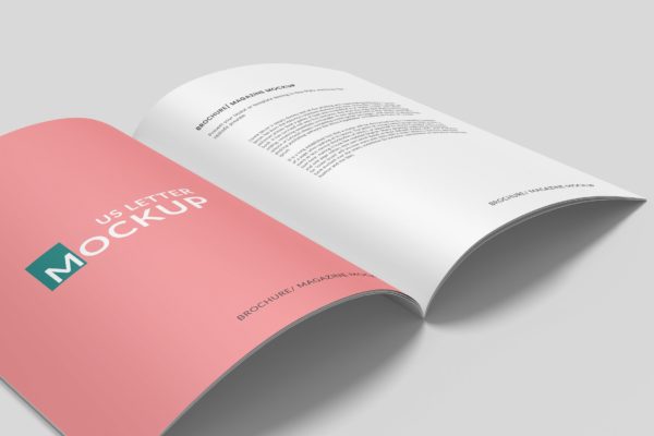 美国信纸尺寸产品手册特写样机 Closeup US Letter Size Brochure Mockup