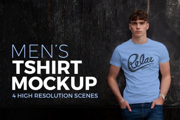 男士T恤服装印花图案设计样机素材 Men’s T-shirt Mockup