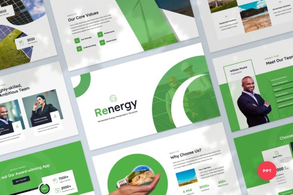 可再生能源行业PowerPoint幻灯片模板 Renewable Energy Powerpoint Presentation Template