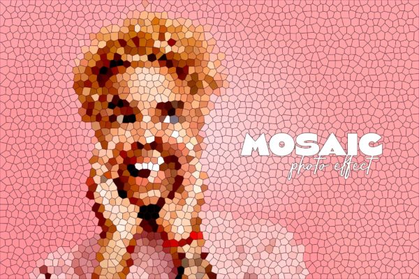 多类型马赛克几何元素图层样式 Mosaic Photo Effect