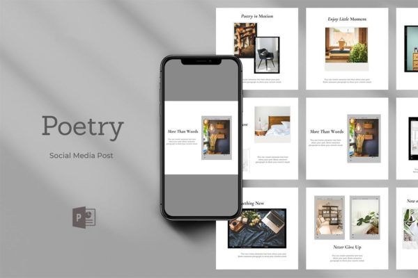 多功能营销/活动推广信息图表模板 Poetry Powerpoint Social Media Post