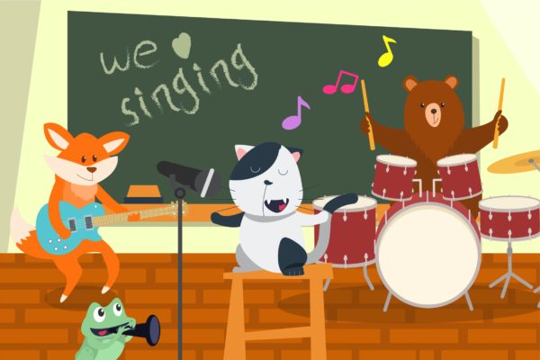 音乐现场表演场景卡通手绘插画设计素材v3 Music Live Performance – Vector Illustration