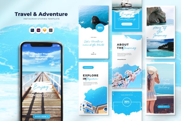 旅行与冒险Instagram故事社交贴图素材 Travel & Adventure Instagram Stories
