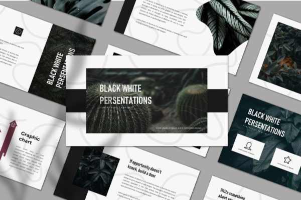 极简INS风自我介绍/工作总结Powerpoint模板 Leaf – Powerpoint Template